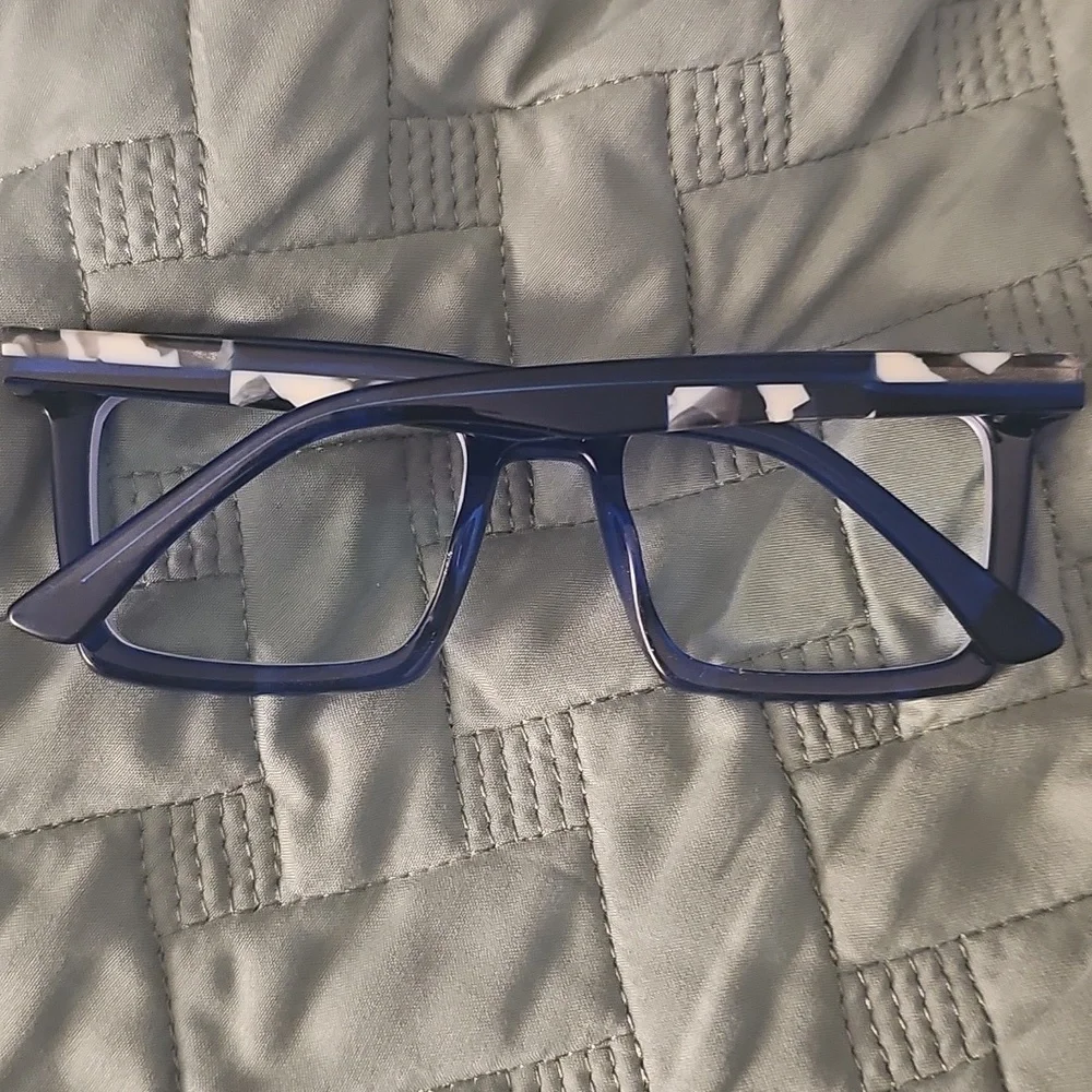 Stylish Blue Square Prescription Glasses W/print